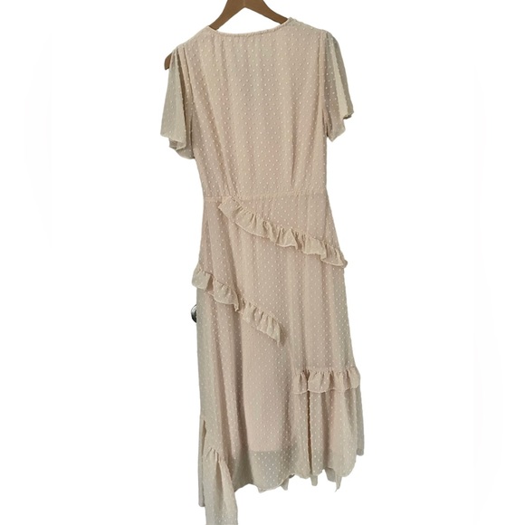 Lulus Next To You Cream Swiss Dot Ruffle Midi Dress Medium - Picture 7 of 15